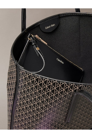 Calvin Klein Emblem Aop Small Tote Kadın Siyah Çanta-9167 Siyah