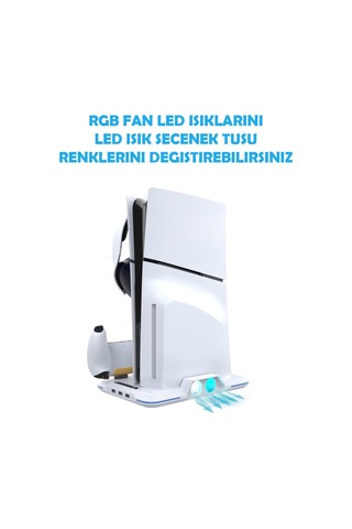 İpega P5s020w Ps5 Slim Disk/ps5 Slim Dijital Uyumlu Rgb Soğutucu Fanlı Stand
