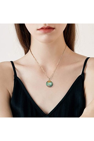 Dünya Haritesı 3D Küre Çift Taraflı Kolye Çok Renkli