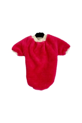 Welsoft Kışlık Lastikli Pembe Kedi Köpek Kıyafeti Elbisesi L