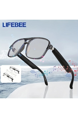 Honeybeeshop Mavi Lıfebee Akıllı Ses Gözlük Dokunmatik Kontrol Kablosuz Kulaklık Mikrofonlu Usb Şarj Eller Serbest Aramalar Sesli Asistan Uyumlu