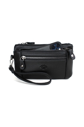 Erkek Siyah Renk Çok Bölmeli Kemerli Portföy El Çantası Siyah