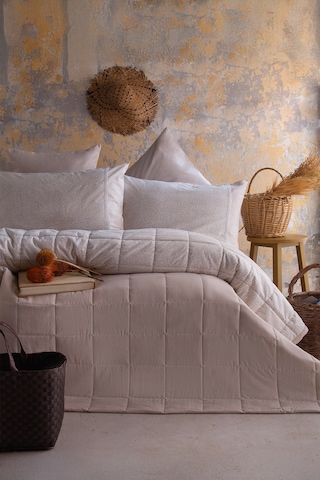 Apricitas Home İnes Bej Çift Kişilik Yatak Örtüsü Takımı Bej