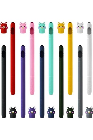 Apple Pencil 2. Nesil Uyumlu Koruyucu Silikon Kılıf Kaydırmaz Sevimli Kedi Figürlü Kalem Değildir