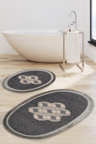 Akasya Saçakli Banyo Takımı 2 Pcs Antrasit
