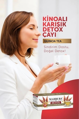 Mahbuba Kinoalı Karışık Detox Diyet Glutensiz Form Bitki Çayı 1 Aylık - 30 Kullanım Net 60gr X 2