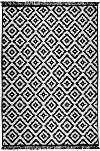 Çift Taraflı Kilim Yolluk - Siyah Beyaz Piramit Desen 80x200