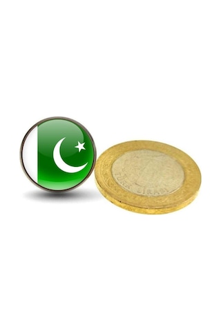 Pakistan Pakistan Bayrak Rozeti - Paslanmaz Çelik Yuvarlak Yaka Rozeti Çok Renkli