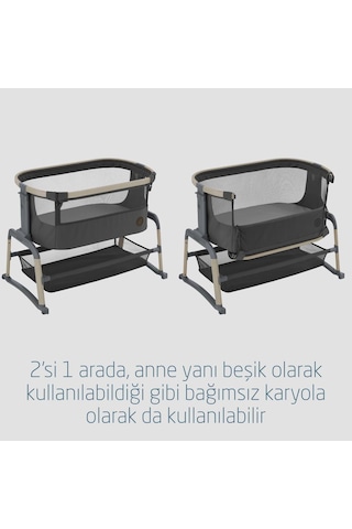 Maxi-Cosi Maxi Cosi Iora Air Sallanabilen Ahşap Görünümlü Anne Yanı Beşik Beyond Graphite