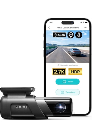 70mai Araç Kamerası M500, 2.7k Araç Kamerası Ön, Dahili Emmc 128 Gb Arabalar İçin Araç Kamerası, Gps, Adas, Hdr Gece Görüşlü Araç Kamerası, 170 Fov, Park Monitörü...-122571