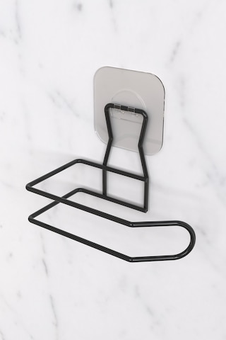 Karteya Sticker Yapışkanlı Dekoratif Wc Tuvalet Kağıdı Tutacağı Şık Banyo Aksesuarı Wc Kağıtlık Siyah