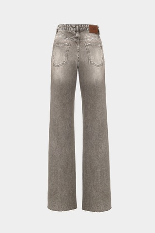 Açelyaokcu High Waist Wide Leg Kar Yıkama Geniş Paça Dikişsiz Jean Vizon