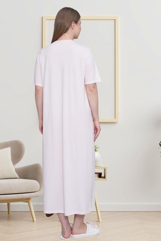Mecit Pijama Mecit 6049 Pembe Büyük Beden Kısa Kollu Kadın Gecelik Pembe