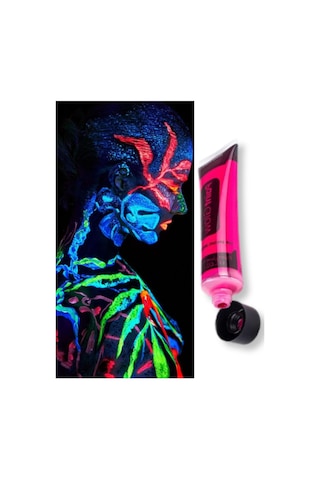 Karanlıkta Parlayan Neonlu Glow Parti Yüz Boyası - Pembe - 1 Adet