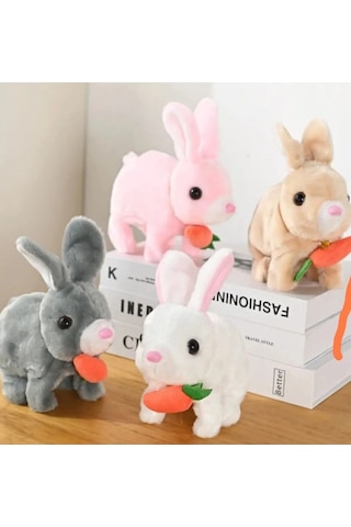 Zıplayan Tavşan Peluş Oyuncak Işıklı Vik Vik Tavşan Pilli Karışık Renk 1 Adet Çok Renkli