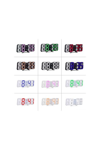 Ulzyvf 3d Led Saat - Usb Şarjlı, 6 Renkli Duvar & Masa Saati Siyah Kasa Çok Renkli ÇOk Renkli