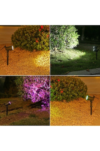 Yunboo Güneş Enerjili Dışarıdaki Işık Kontrollü Su Geçirmez Toprak Takılı Çim Işığı, Bahçe Ağaç Aydınlatması, 3 Seviye Sıcak Işık Led Spot 2302-1