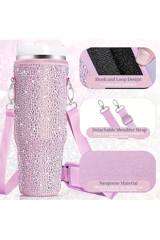 Teltree Stanley 40oz Termos Kılıfı - Ayarlanabilir Taşıma Askılı, Neopren Yalıtımlı Mor