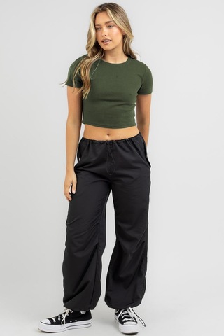 Madmext Haki Basic Crop Kadın Tişört Mg1772-haki Haki