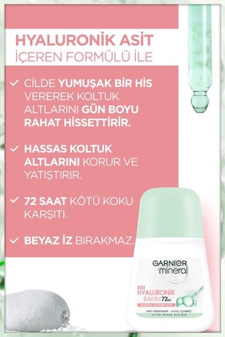 Garnier Mineral Hyaluronik Bakım 72 Saat Kadın Roll-On Deodorant 50 ML