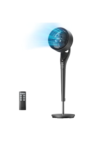 DREO TurboPoly Fan 154 Akıllı Ayaklı Vantilatör, 20dB Sessiz Çalışma, 9 Hız, 120° Salınım, Kumandalı, Çocuk Kilidi, LED Ekran Siyah