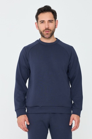 White Stone Lacivert Pamuklu Erkek Basic Sweatshirt