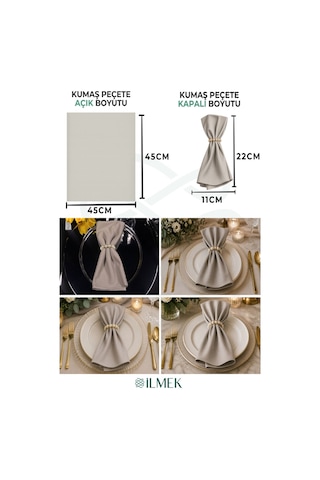 Kumaş Peçete 50'li Paket Peçete Halka Hediyeli Tam 100 Parça Taş Rengi Taş Rengi