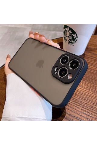 Apple Uyumlu iPhone 15 Pro Kılıf Arkası Mat Leke Yapmaz Kenarları Renkli