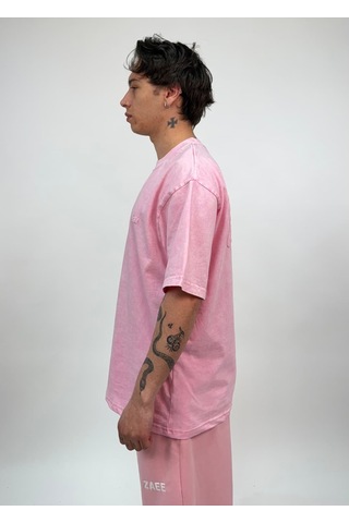 Zaee Nakışlı Oversize Tişört Pembe