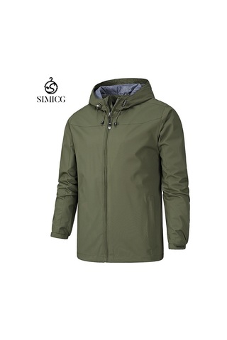 İlkbahar Ve Sonbahar İnce Kapüşonlu Rüzgar Geçirmez Dış Mekan Erkek Ceketi Yeşil