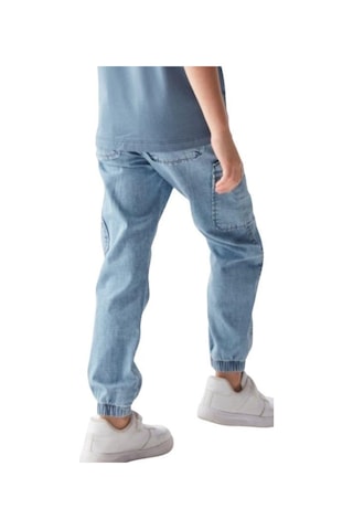 Nk Kids Çocuk Esnek İnce Kumaş Paçası Lastikli Kot Pantolon-15879 Mavi