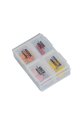 Ams Net 4 Öğün Günlük Hap İlaç Saklama Taşıma Kutusu İlaç Hatırlatıcı Beyaz