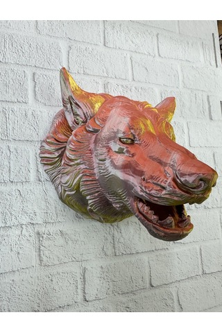 Dekoratif Altın Gold Kurt Duvar Heykeli Asılabilir Hediyelik 25x1