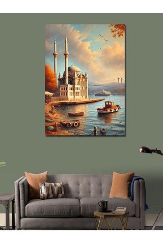 Kanvas Tablo Camii Ve Deniz Kıyısı 50cmx70cm