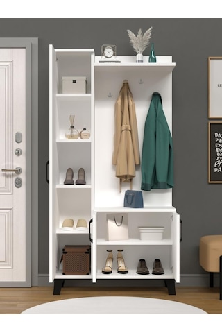 Kuzeylife Linea Portmanto Vestiyer Ayakkabılık Beyaz