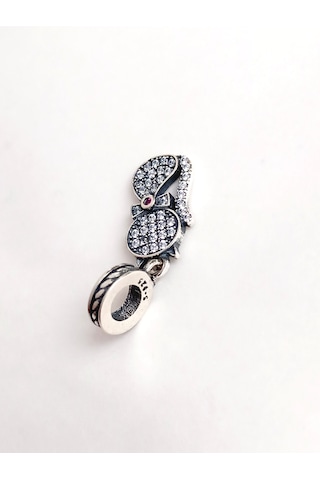 Gümüş Işıltılı Pembe Kedi Pan Tasarım Bileklik Uyumlu Charm 1