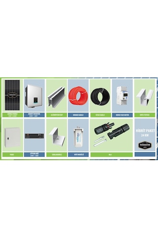 On Grid Lityum Hibrit 24 Kw Kva Trifaze Solar Güneş Paneli Paket Sistemi