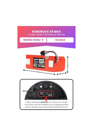 Roborock S5 Max Yüksek Kapasite 7000mah 14.4v Robot Süpürge Bataryası