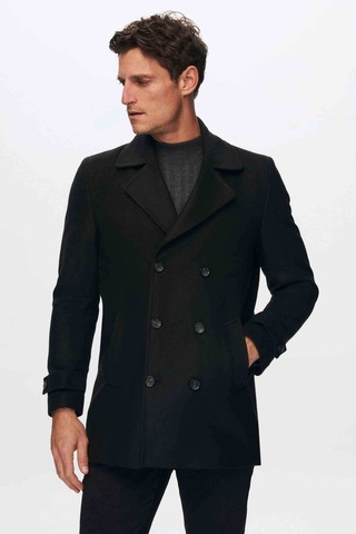 D's Damat Ds Damat Regular Fit Siyah Palto 5HF08ORT10001 Siyah