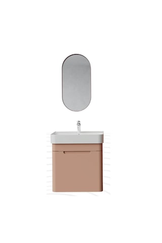 Creavit Colorit Çekmeceli Lavabo Dolabı 60cm Ve Ayna Şeftali Tüyü