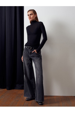 Dilvin 32277 Balıkçı Yaka Kaşmir Bluz-siyah Siyah