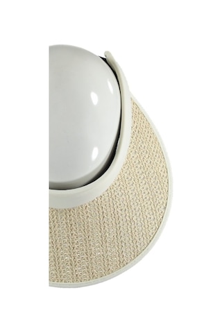 Uv Korumalı 50 Faktör Kadın Hasır Vizör Şapka Örgü Tasarım Vizör Krem