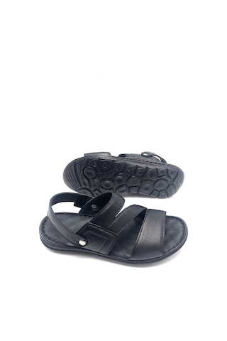 Umut Tam Ortopedik Hakiki Deri Hafif Erkek Sandalet Siyah
