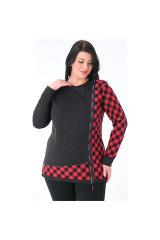 Lady Majestic Kadın Büyük Beden Sweatshirt Kırmızı