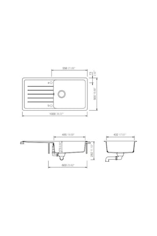 Ukinox Valente D-100L Beyaz Granit Eviye