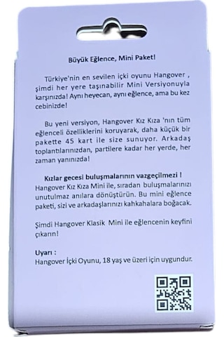 Hangover Kızlar Gecesi Mini İçki Oyunu 45 Kartlık Eğlenceli Parti Seti