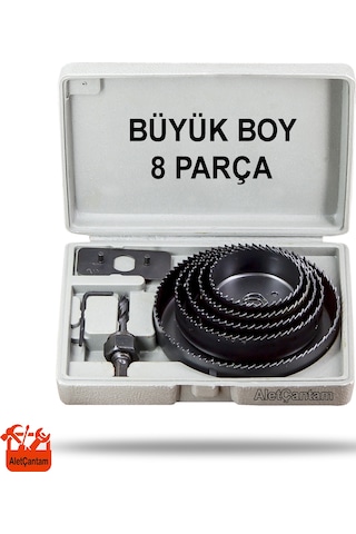Aletçantam Matkap Ahşap Panç Seti Sunta Delik Açma Takımı Büyük Boy 8 Parça 64 - 127 MM Arası 5 Testere