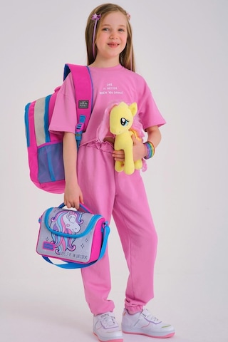 Coral High Kids Pembe Gümüş Simli Unicorn Desenli 3 Lü Okul Çanta Seti Set0114383