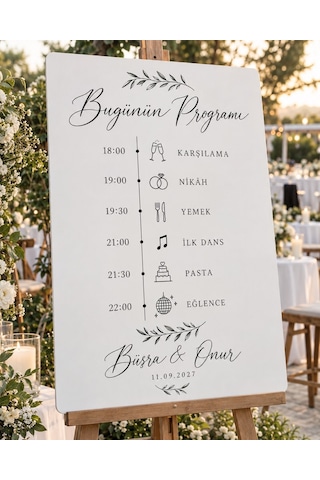Düğün Akış Programı Panosu - Kişiye Özel Mdf