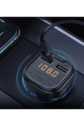 Linktech Fm Transmitter Kumandalı - Premium 18w Üç Girişli 5.0 Bluetooth Fm Transmitter - Çakmaklıkt